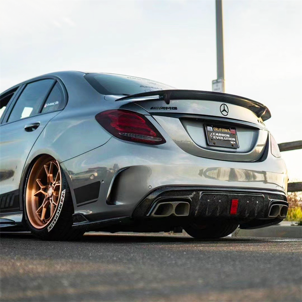 Forged Carbon Fiber Body Kit (For C63 S AMG) - Front Lip, Front Vent, Rear Diffuser, Side Skirt, Side Mirror Cover, Rear Bumper Lips & Rear Spoiler