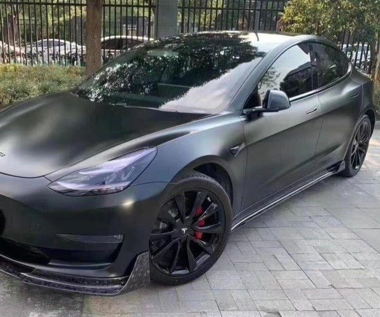 Forged Carbon Fiber Front Lip, Rear Diffuser, Side Lip & Rear Spoiler (For Tesla Model 3)